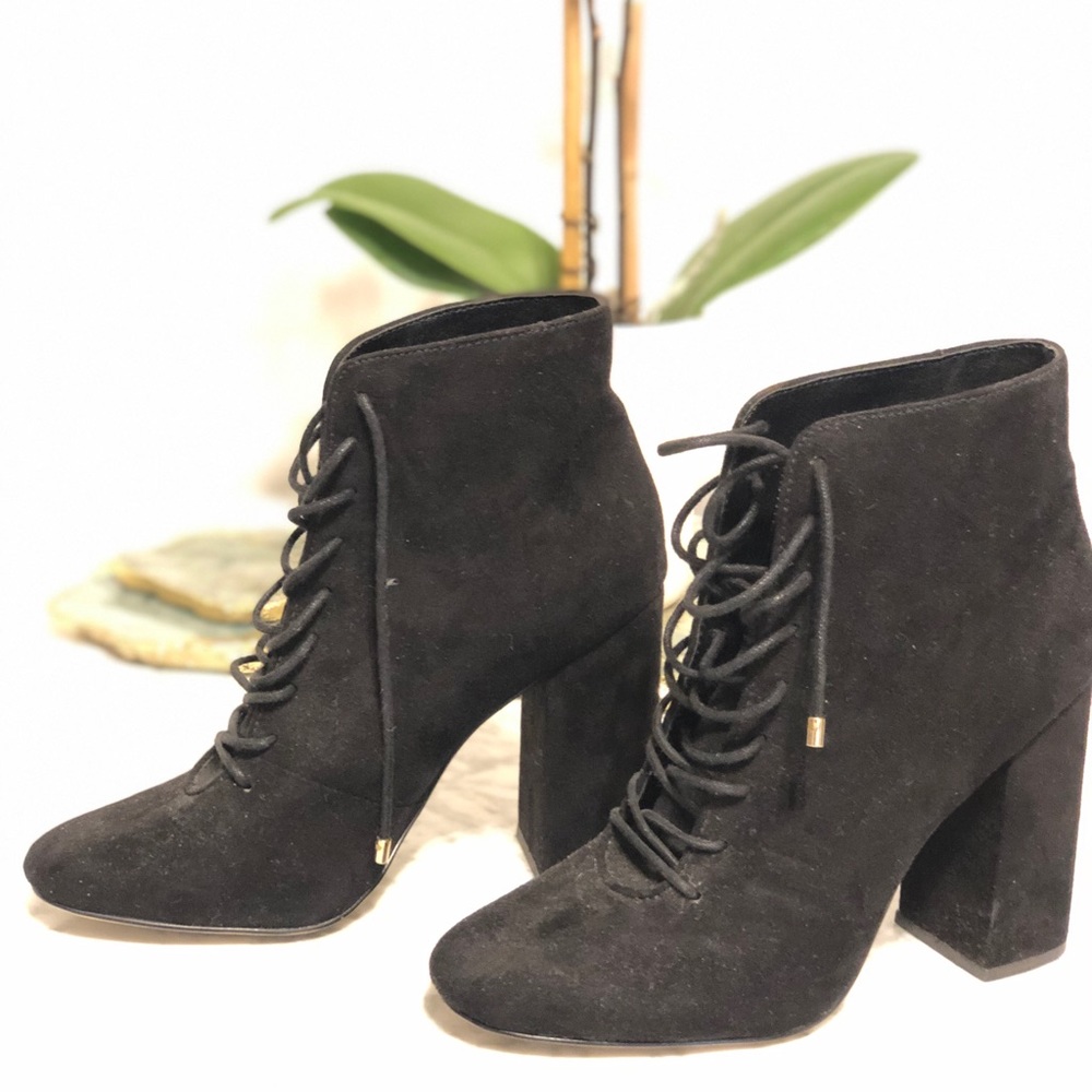 Faux Suede Black Booties